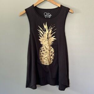 Chaser Metallic Gold Pineapple Tank Sz S‎
